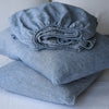 Linen fitted sheet set in Blue Melange