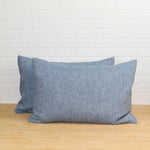 Linen pillowcases in blue melange. Set of two pillowcases