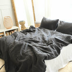 linen bedding set charcoal color