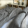 linen bedding set light grey melange color
