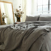 linen bedding set light grey melange color