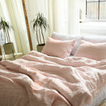 linen bedding set light rose color
