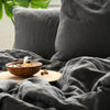 Linen pillowcases in charcoal color. Set of two pillowcases