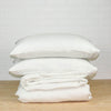 linen duvet set in off white color. Includes duvet cover and two pillowcases