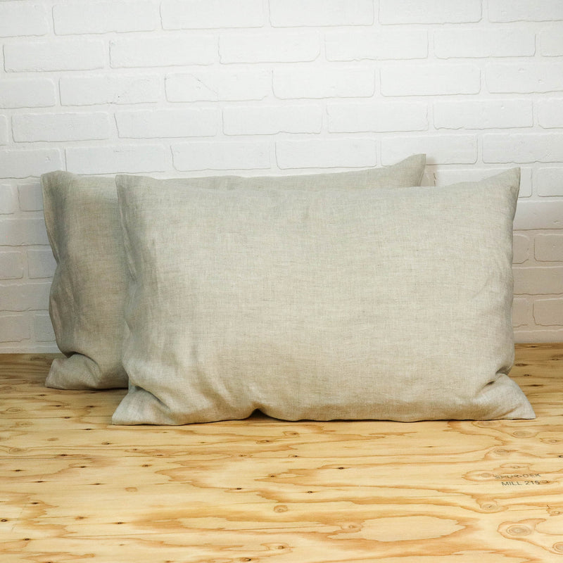 Linen pillowcases in natural color. Set of two pillowcases