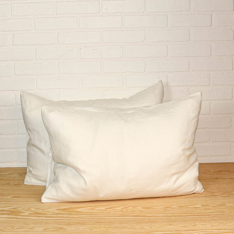 Linen pillowcases in off white color. Set of two pillowcases