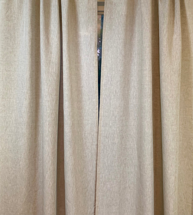 Two Curtain Panels -  Rod pocket linen curtains